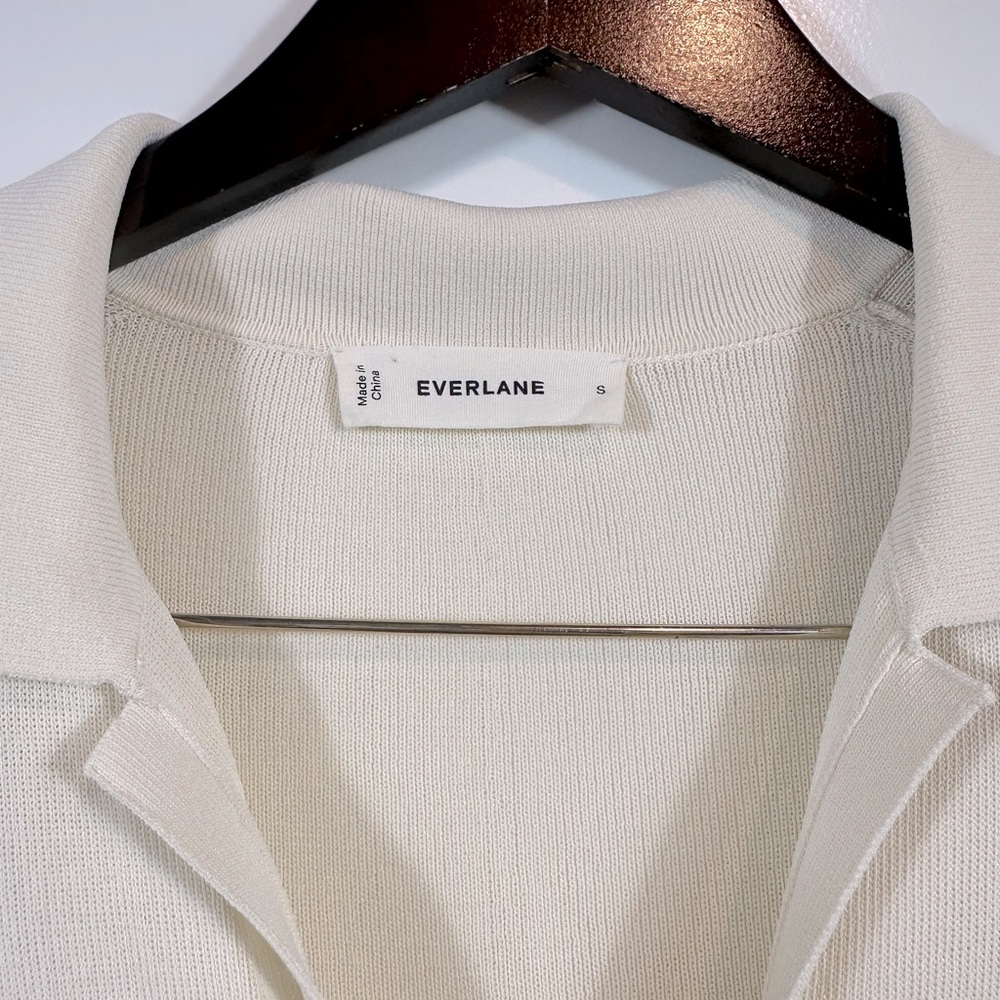 Everlane Women’s Classic Viscose Knit V-Neck Polo Midi Dress Beige Size Small - Picture 5 of 13